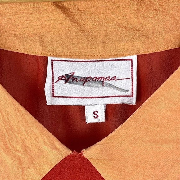 Anthropologie SILK Anupamaa Eastern Sunset Dress Women’s Size S Red Orange - Picture 7 of 12